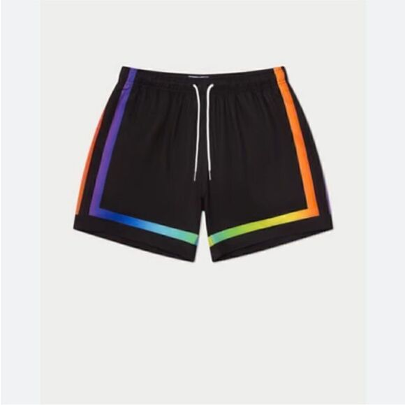 NWT MAVRNS black rainbow game swim short - Picture 1 of 8